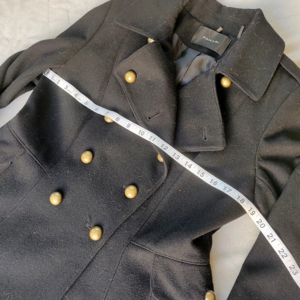 Tahari Courtney Military Wool Blend Peacoat - Picture 9 of 11